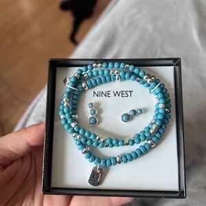 Nine West Blue and Silver Beaded Bracelet